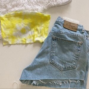 Tie Dye Ribbed Bandeau Tube Top Crop Top